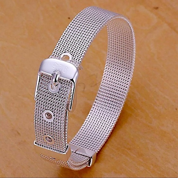 Sterling Silver Belt Buckle Unisex Bracelet - Picture 9 of 13